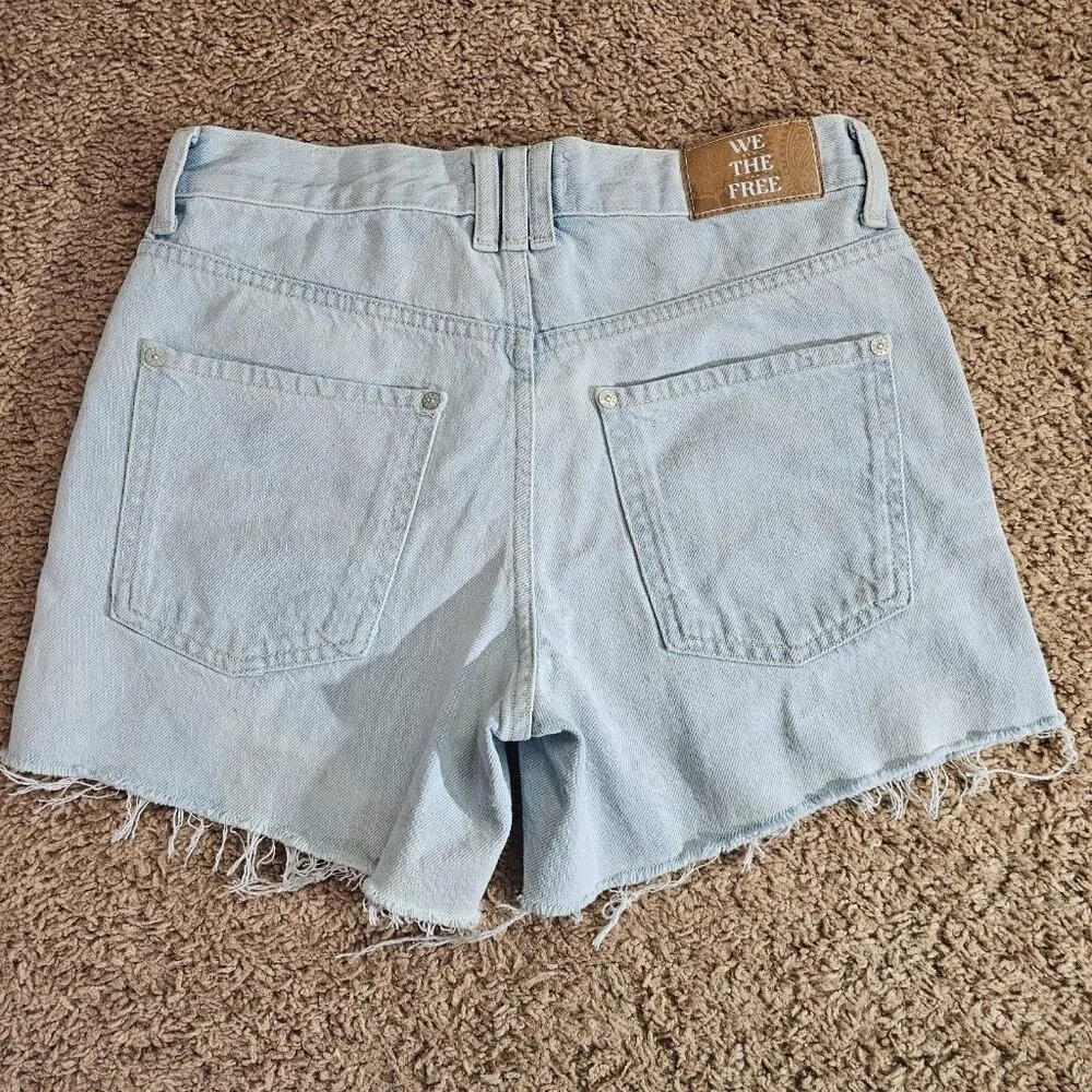 Free People Cut Off Shorts Womens 25 Raw Hem Button Fly Denim We The Free Boho - Picture 4 of 7
